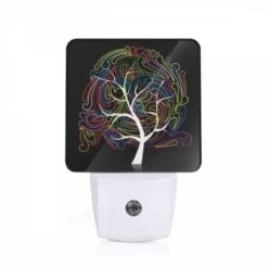 Night Light, A Tree With A Rainbow Colored Trunk.