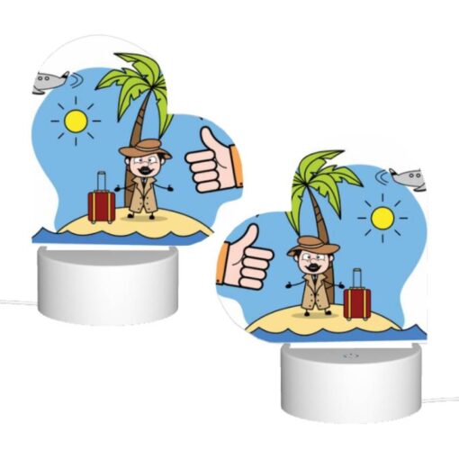Love Acrylic Night Light, A Man In A Suit And Hat Is Standing On A Beach With A Suitcase And A Bag. -Acrylic Night Light Shop 862041a3efa5739b7d5fb934a77437c4dda9f354