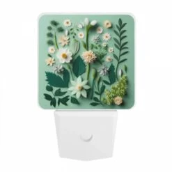 Night Light, A Collection Of Flowers And Leaves On A Green Background. 7 Night Light, A Collection Of Flowers And Leaves On A Green Background. -Acrylic Night Light Shop 865990242ab8c7c58149dd6a33219ee4fdcfdeda