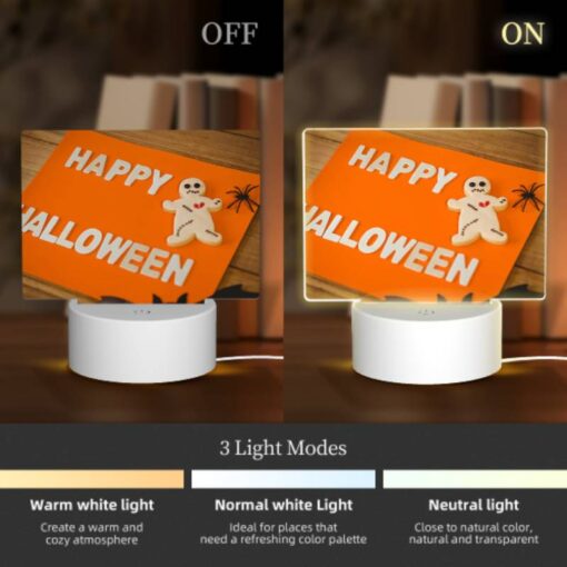 Rectangular Acrylic Night Light, A Happy Halloween Sign With A Gingerbread Man And A Spider. -Acrylic Night Light Shop 865aa07f86d6ef731f2021d947d4f5d83bc51144