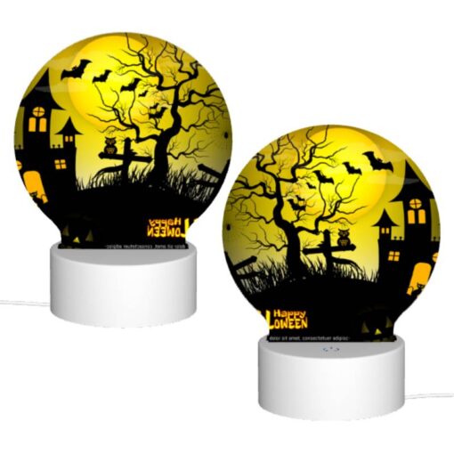 Round Acrylic Night Light, A Halloween Scene With A Tree -Acrylic Night Light Shop 867d08de0708f58c4415137dbe5a5a727cc1ba23