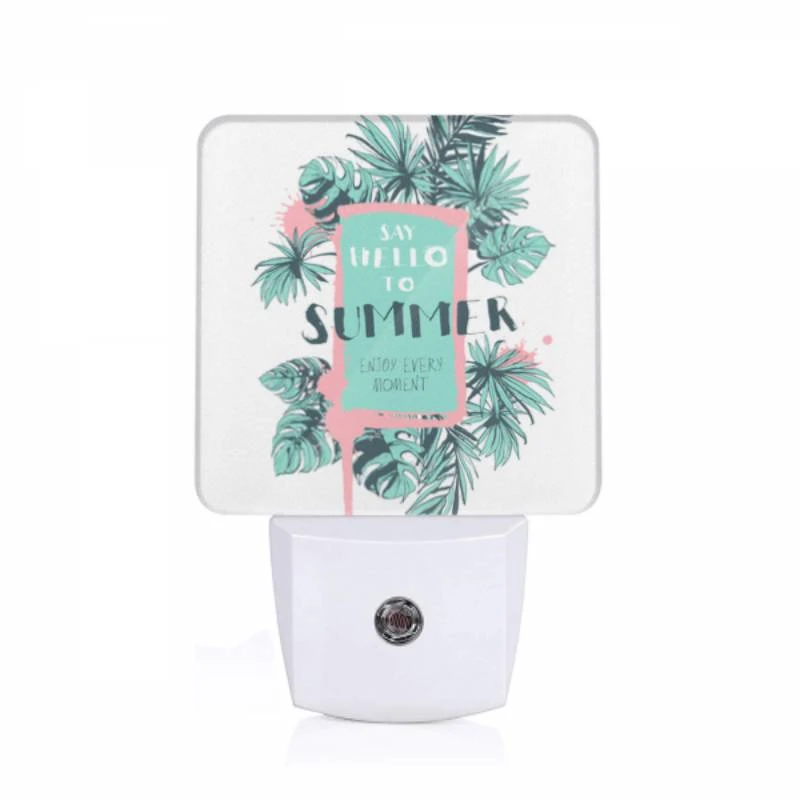 Night Light, A colorful poster that says "Say Hello to Summer" with a palm tree on it. Night Light, A Colorful Poster That Says "Say Hello To Summer" With A Palm Tree On It. -Acrylic Night Light Shop 870017f557b53724d7d4165a6f88ffab46cfd833