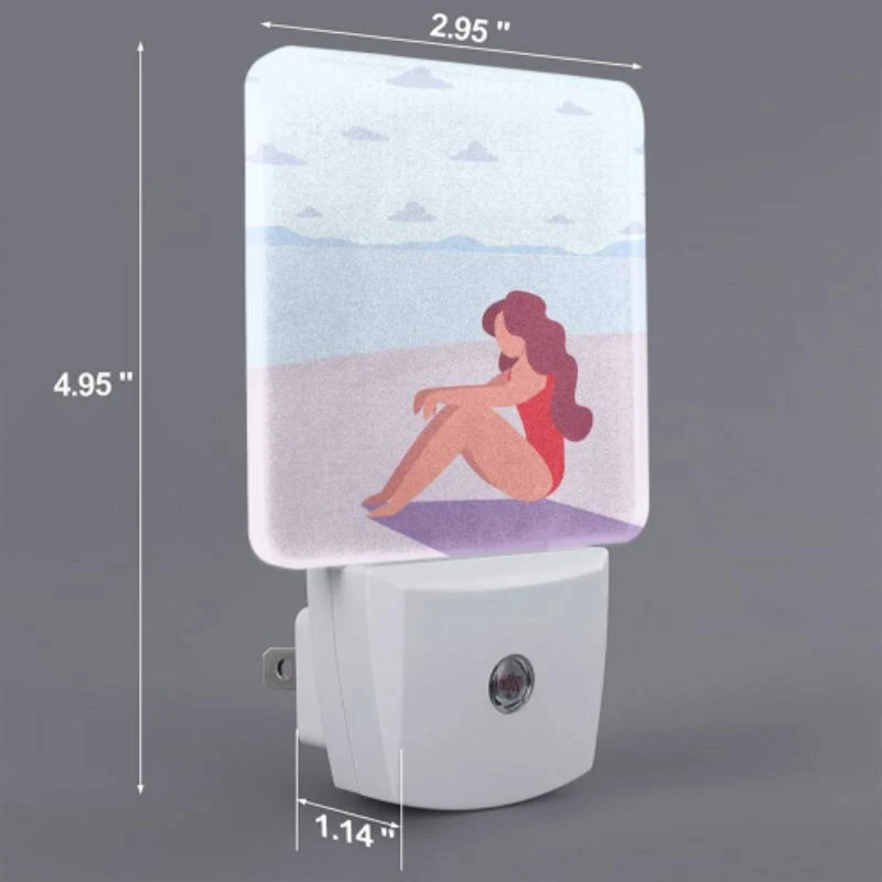 Night Light, A woman in a red bathing suit is sitting on the beach. Night Light, A Woman In A Red Bathing Suit Is Sitting On The Beach. -Acrylic Night Light Shop 87a4aa8c9acc06c86f747f9c4507db36030bc2fe