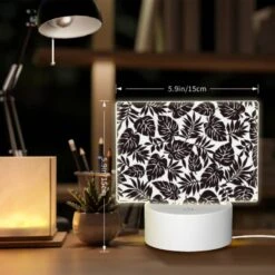 Rectangular Acrylic Night Light, A Pattern Of Leaves On A Black And White Background. -Acrylic Night Light Shop 87bc810f6e63965d97b5526dc16b02fb8cafd977