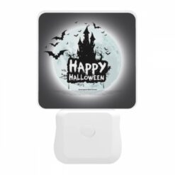 Night Light, A Poster With A Castle And Bats On It That Says "Happy Halloween.". -Acrylic Night Light Shop 885ff0a6be05211805ccb12d5518fc2d4303525b