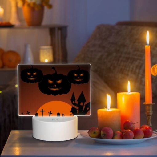 Rectangular Acrylic Night Light, A Halloween Scene With Three Pumpkins And A Tree. -Acrylic Night Light Shop 889f78ec7065b99c3d97c7e2644800ef26f5e26a