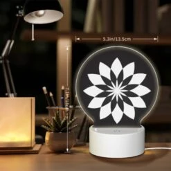 Round Acrylic Night Light, A Black And White Flower Design. 5 Round Acrylic Night Light, A Black And White Flower Design. -Acrylic Night Light Shop 88da9f05481a76ecec834020b26e636030bc4157