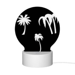 Round Acrylic Night Light, Three Palm Trees Are Shown In Silhouette Against A Black Background. -Acrylic Night Light Shop 8923b120a22decdbaf4335d1049c1452db502385