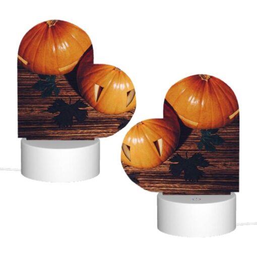Love Acrylic Night Light, A Pumpkin With A Face Drawn On It Sits On A Table With Other Pumpkins. -Acrylic Night Light Shop 897d6d71e62b518126f1fd3e1752e893ea91b022