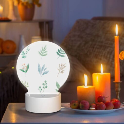 Round Acrylic Night Light, Six Different Types Of Plants Are Shown In A Row. -Acrylic Night Light Shop 899cc9c0a07f2c6029dae1b69efd1306b3498a41