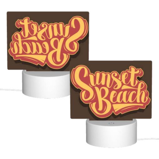 Rectangular Acrylic Night Light, A Sunset Beach Sign With Yellow Letters. -Acrylic Night Light Shop 89a6aac02e8f9f828dfb5556154c9650ed10bb3c