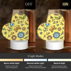 Love Acrylic Night Light, A Colorful Flower Pattern With Yellow Background. -Acrylic Night Light Shop 8a235d3ab7c740d70ce68512ece82823ef05720e