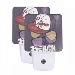 Night Light Set Of 2, A California Hat With Sunglasses On Top.