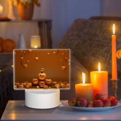 Rectangular Acrylic Night Light, A Bunch Of Pumpkins Are Hanging From Strings -Acrylic Night Light Shop 8a5d6547e2a463c38729acb0bd95481e907b4034
