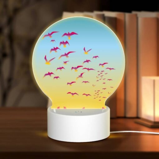 Round Acrylic Night Light, A Flock Of Colorful Birds Flying In The Sky. -Acrylic Night Light Shop 8b09691353cd362fe102dd49ae58d5f756b52cdc