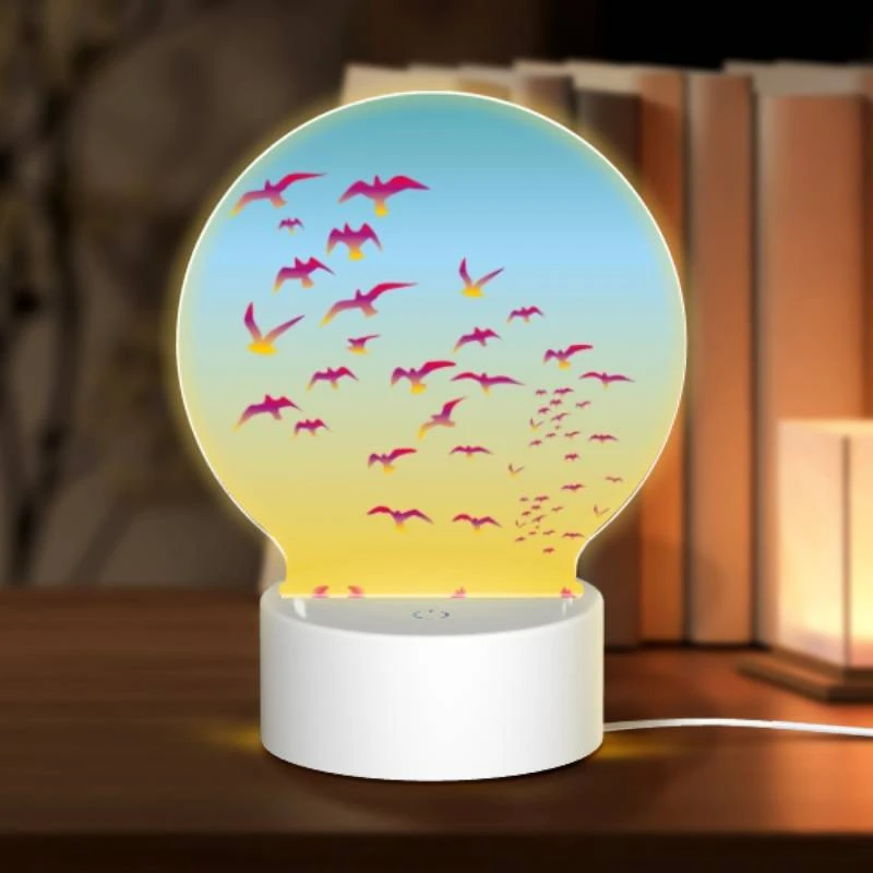 Round Acrylic Night Light, A flock of colorful birds flying in the sky. Round Acrylic Night Light, A Flock Of Colorful Birds Flying In The Sky. -Acrylic Night Light Shop 8b09691353cd362fe102dd49ae58d5f756b52cdc