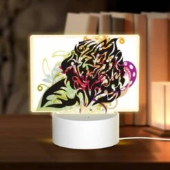 Rectangular Acrylic Night Light, A Colorful And Abstract Design Of A Face.