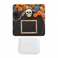 Night Light, A Black Frame With A Skull And Pumpkins In The Background. -Acrylic Night Light Shop 8c02296c4501222e5df11bc3e65506c9f9cea592