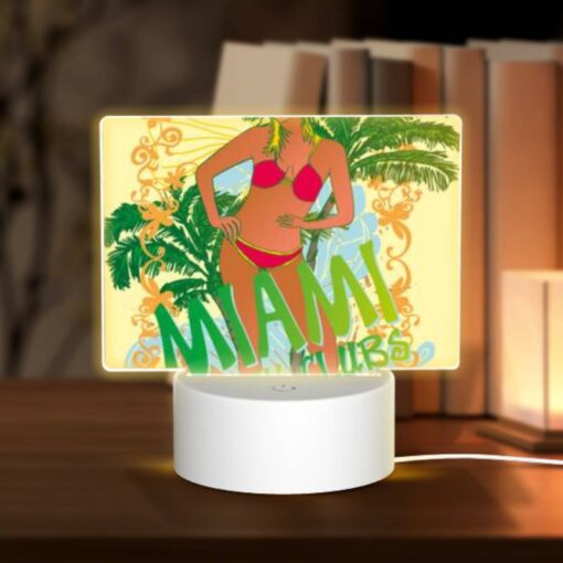 Rectangular Acrylic Night Light, A Woman In A Bikini Stands In Front Of A Palm Tree -Acrylic Night Light Shop 8d190d124d41aa12937149040072dab876e0eb63