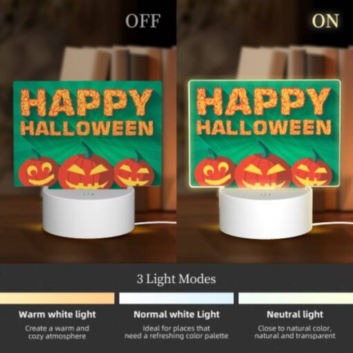 Rectangular Acrylic Night Light, Three Pumpkins With Smiling Faces On Them -Acrylic Night Light Shop 8d6b904ea48491ea6c6f3662c2995effec0ba895