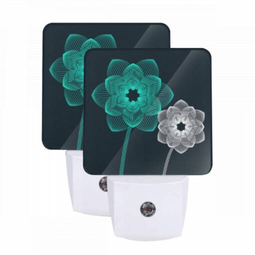 Night Light Set Of 2, Two Blue Flowers With Green Centers. -Acrylic Night Light Shop 8d7596ed5194546ed63b9d8cce6fc8af14d3a573