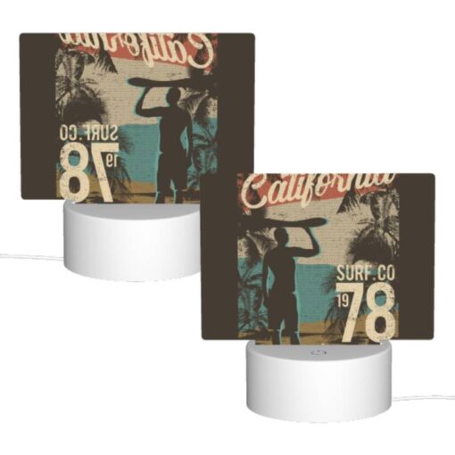 Rectangular Acrylic Night Light, A Man Is Holding A Surfboard Over His Head. -Acrylic Night Light Shop 8d791fdd57cbea5e4a73f347e472662431be2f59