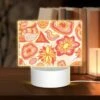 Rectangular Acrylic Night Light, A Colorful Pattern Of Flowers And Other Shapes.