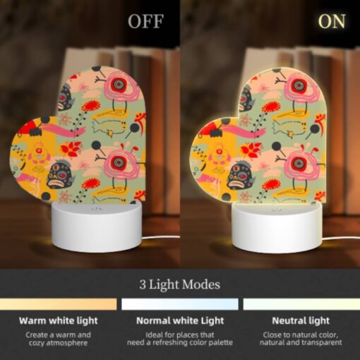 Love Acrylic Night Light, A Colorful And Whimsical Pattern Featuring A Variety Of Animals And Objects. -Acrylic Night Light Shop 8dec179ee06f5b07967de19b654270b598613668