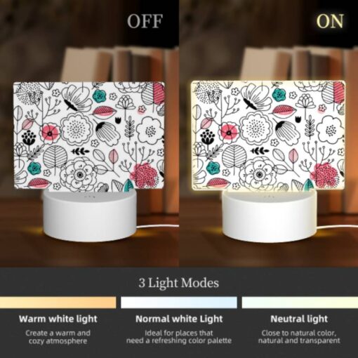 Rectangular Acrylic Night Light, A Colorful Floral Pattern With Pink -Acrylic Night Light Shop 8e2142260a06992f5e09f7c068a7d2245e8e6955
