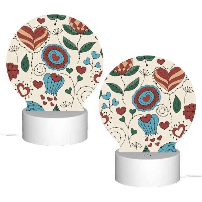 Round Acrylic Night Light, A colorful floral pattern with hearts and leaves. Round Acrylic Night Light, A Colorful Floral Pattern With Hearts And Leaves. -Acrylic Night Light Shop 8e5f4d28ca1c3e1c554d5aae536089047df2df09