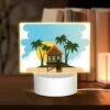 Rectangular Acrylic Night Light, A House On A Beach With A Sunset In The Background.