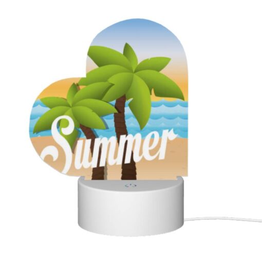 Love Acrylic Night Light, A Cartoon Image Of A Palm Tree And The Word "summer" On A Beach. -Acrylic Night Light Shop 9028b33fec26c5ef2b80f459cc884f61b26c8cff