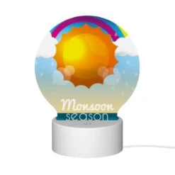 Round Acrylic Night Light, A Colorful Sunny Day With Rain Clouds In The Background. 9 Round Acrylic Night Light, A Colorful Sunny Day With Rain Clouds In The Background. -Acrylic Night Light Shop 9028ddd9605ebcf6d74772e7eb378866086af49d