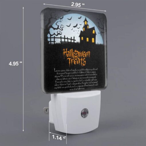 Night Light Set Of 2, A Halloween Treat Poster With A Spooky House And Bats. -Acrylic Night Light Shop 902c6436e8c5499799ca8cf6a1f986101211b180