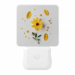 Night Light, A Yellow Flower With Yellow Petals And Green Leaves Is Placed On A White Surface. -Acrylic Night Light Shop 916e4dc84d94c87b3e491fbb7105a87f64badfa7