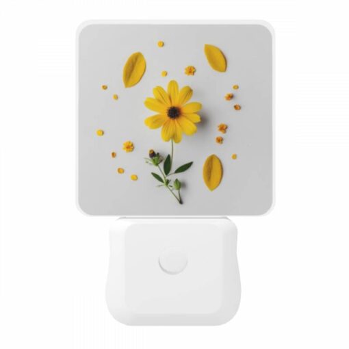 Night Light, A Yellow Flower With Yellow Petals And Green Leaves Is Placed On A White Surface. -Acrylic Night Light Shop 916e4dc84d94c87b3e491fbb7105a87f64badfa7