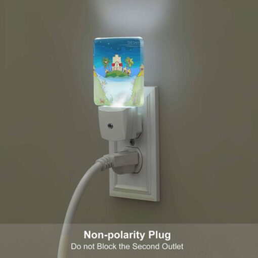 Night Light, A Cartoon Of A House On A Hill With A Palm Tree In Front Of It. -Acrylic Night Light Shop 91d2494bfdd4306474eceb29ba1398e0f77388e1