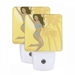 Night Light Set Of 2, A Woman Wearing A Blue Bikini Is Jumping In The Air.