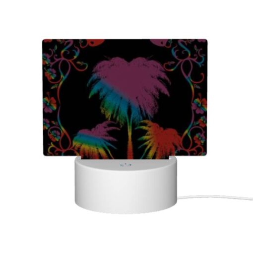 Rectangular Acrylic Night Light, A Colorful Image Of A Palm Tree With A Rainbow Background. -Acrylic Night Light Shop 9222973ae30ec66050e5b615a0f02de9b477c333