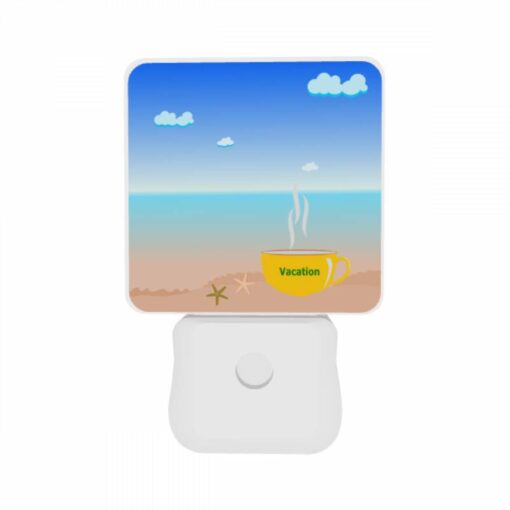 Night Light Set Of 2, A Cup Of Coffee With A Beach Scene In The Background. -Acrylic Night Light Shop 922f2b144478af96f33ad6288ba554a739618534