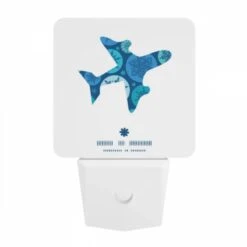 Night Light, A Blue And White Airplane With A Snowflake Pattern On The Tail. -Acrylic Night Light Shop 926d5b176bede54e54612c6b1e7ec270eaab7b1b