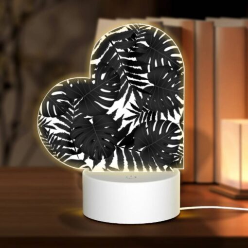 Love Acrylic Night Light, A Pattern Of Leaves On A Black And White Background. -Acrylic Night Light Shop 927192c24c06b8af3583689e7f445127756c62b6