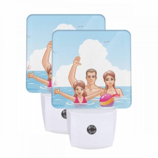 Night Light Set Of 2, A Family Of Three Is Enjoying A Day At The Beach. -Acrylic Night Light Shop 9299d218226bbf8d1b8400856700431e6bf67635