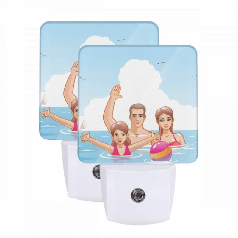 Night Light Set of 2, A family of three is enjoying a day at the beach. Night Light Set Of 2, A Family Of Three Is Enjoying A Day At The Beach. -Acrylic Night Light Shop 9299d218226bbf8d1b8400856700431e6bf67635
