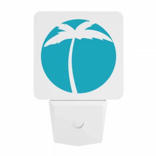 Night Light, A Blue Circle With A Palm Tree In It. -Acrylic Night Light Shop 92b28a254eb34a85bdea5ebf488488e49c84f5e5