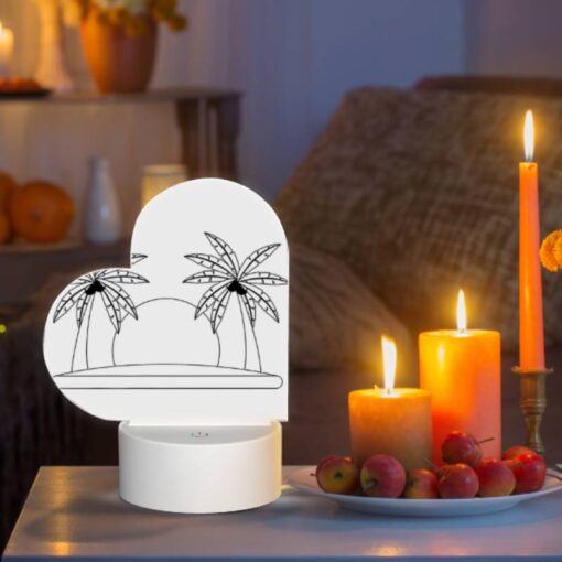 Love Acrylic Night Light, A Black And White Drawing Of A Hat With Two Palm Trees On Either Side. -Acrylic Night Light Shop 92d3f230542a264628ef1462bee9665803e86dac