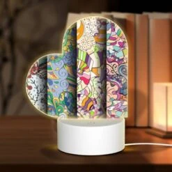 Love Acrylic Night Light, Four Different Colored Paintings Of Flowers.