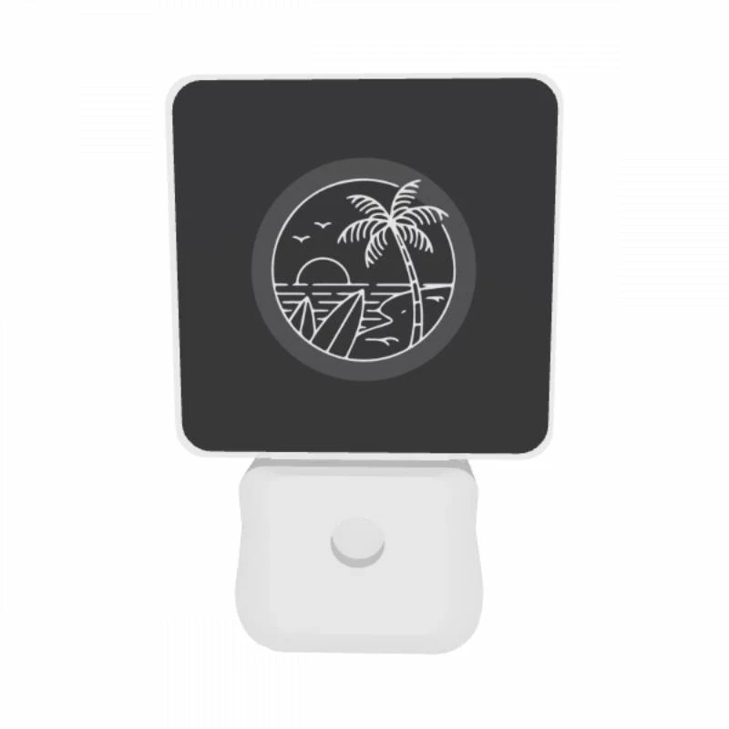 Night Light Set of 2, A black and white image of a beach at night with a palm tree and a sunset. Night Light Set Of 2, A Black And White Image Of A Beach At Night With A Palm Tree And A Sunset. -Acrylic Night Light Shop 930d3b75af8dbbd41d608fbe0d7d2dfc79cd3763