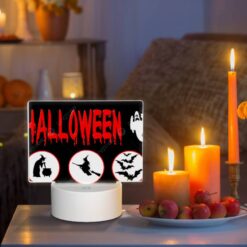 Rectangular Acrylic Night Light, A Halloween Sign With Four Different Images Of Witches And Bats. -Acrylic Night Light Shop 934cc7fc1c270ac11b418d75e4036b575018ea52