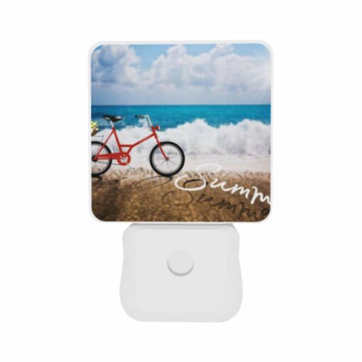 Night Light Set Of 2, A Red Bicycle Is Parked On The Beach. -Acrylic Night Light Shop 93a0695f0290fae4cc9ed49b11b162beabdc3b79